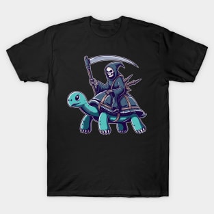 grim reaper ninja riding a turtle T-Shirt